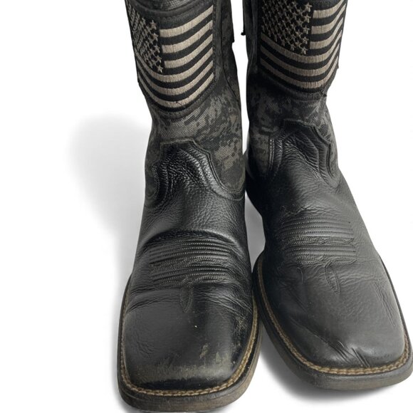 Ariat Leather Western Cowboy Camo US Flag Black Boots Men's 10.5 - Picture 4 of 12